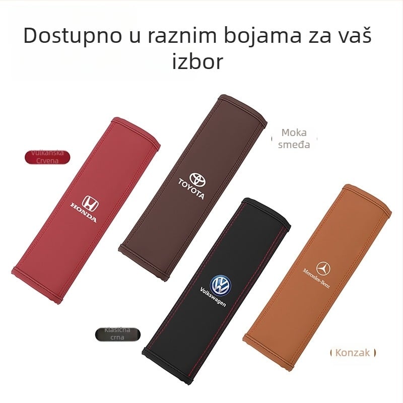 Jastučić za ramenski sigurnosni kaiš automobila od mikrovlatnene kože, otisak logotipa, prilagodljivo, LIKE BIAO, 50 g