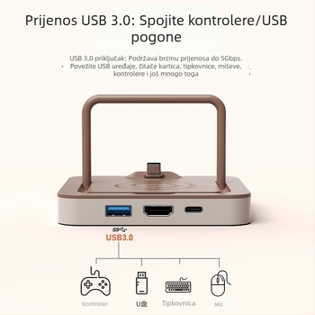 Type-C docking stanica za telefon i tablet s HDMI video konverterom, 4K, 5Gbps, bez napajanja