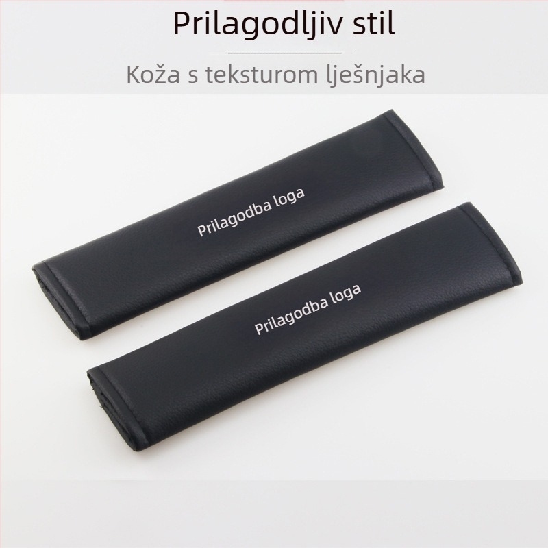 Navlaka za ramenski dio sigurnosnog pojasa automobila - koža, ispis logotipa, prilagodljiva, dekorativna
