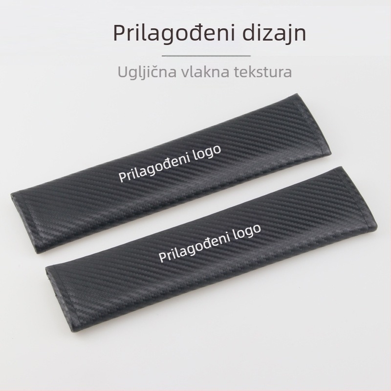 Navlaka za ramenski dio sigurnosnog pojasa automobila - koža, ispis logotipa, prilagodljiva, dekorativna