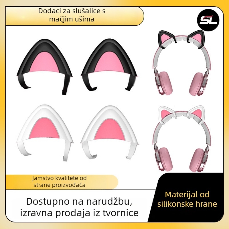 Si shuang Silikonový navlák na slušalice s mačjim ušima – model Cat ears, kompatibilan sa slušalicama, dekorativni kabelski dodatak, ovlaštena privatna marka