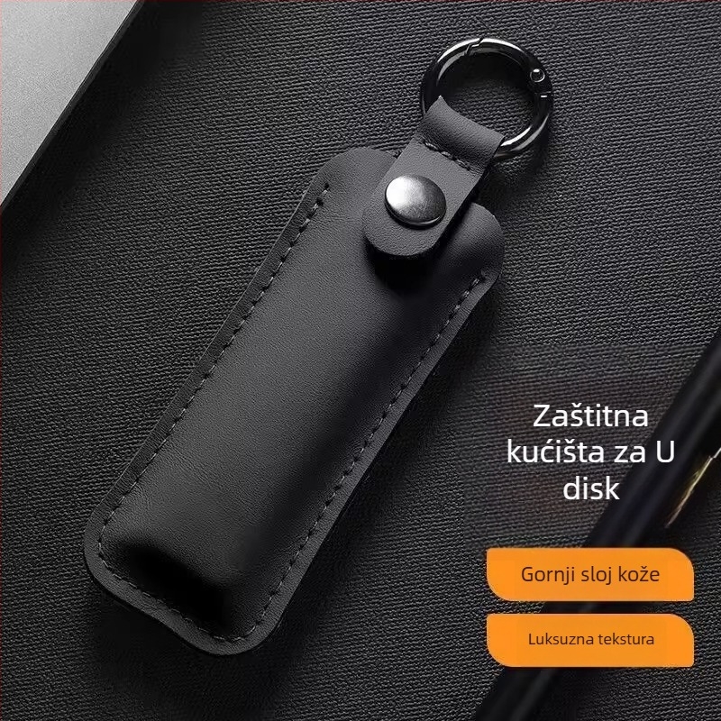 Kožna zaštitna futrola za USB disk s zaštitom od gubitka i ogrebotina, za uporabu u automobilu