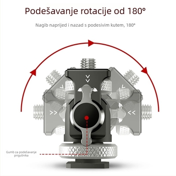 Medarig aluminijski PTZ pan-tilt nosač s univerzalnom hladnom cipelom i 1/4-inčnim vijkom, nosivost do 2–5 kg