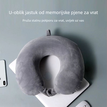 U-oblikovani jastuk za vrat s memorijskom pjenom, Crystal Velvet tkanina, japanski stil, univerzalna primjena