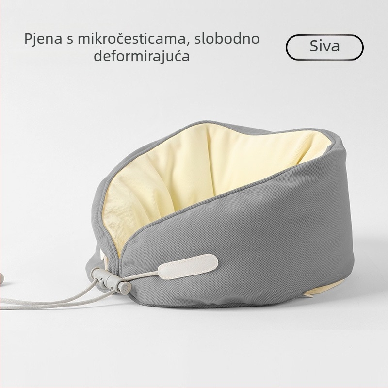 U-oblikovana jastučnica za vrat s punjenjem od čestica pjene, tkanina poliester-pamučna, moderni minimalistički stil