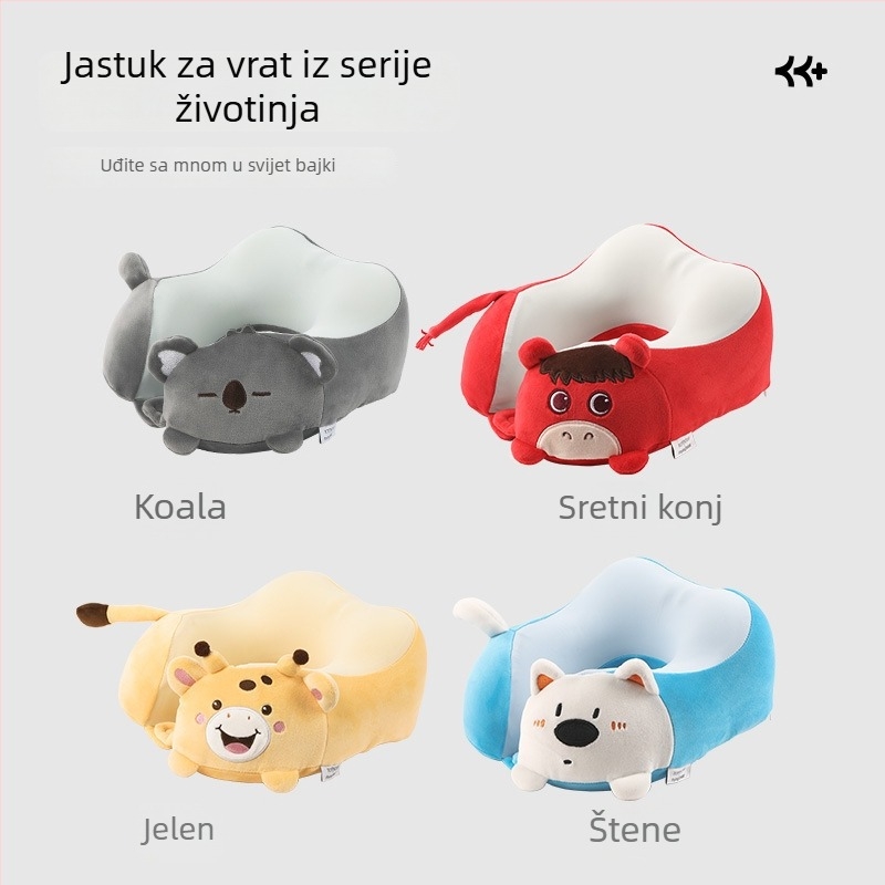 U-oblika jastuk za vrat s memorijske pjene, prijenosni putnički i uredski jastuk, crtani stil, mogućnost ispisivanja logotipa