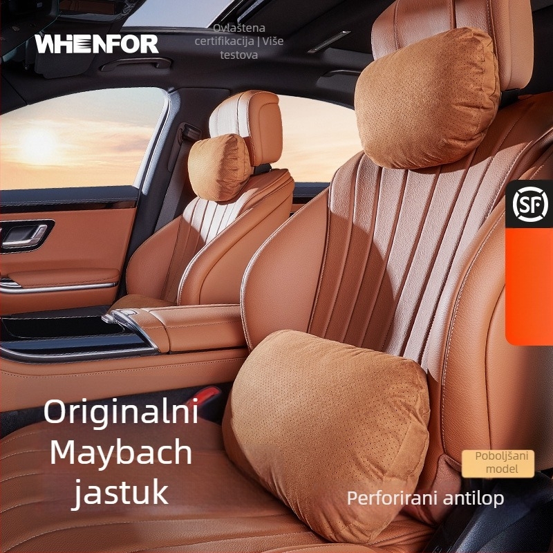 Auto jastuk za vrat i lumbalnu potporu od suede materijala, sve sezone, univerzalna kompatibilnost