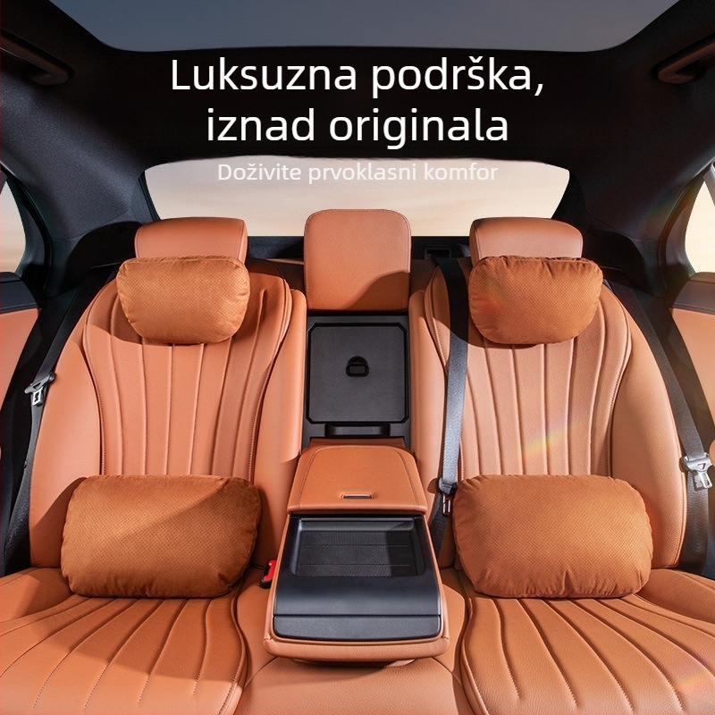 Auto jastuk za vrat i lumbalnu potporu od suede materijala, sve sezone, univerzalna kompatibilnost