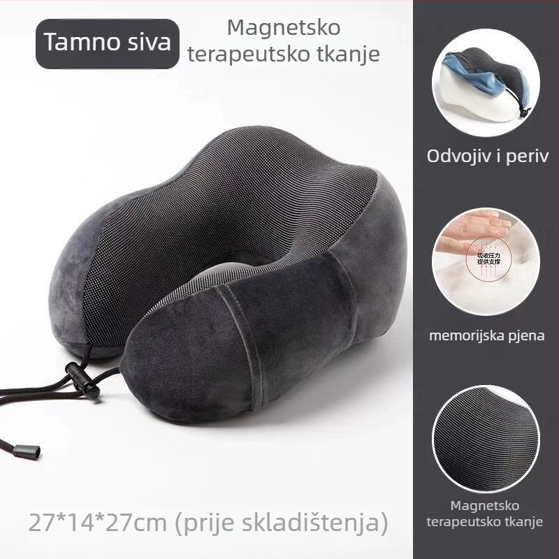 U-oblikovana putna jastučnica za vrat s memorijskom pjenom, meka tkanina od spandexa, lagana (memorijska pjena; meka tkanina; lagana, ispod 0.5 kg)
