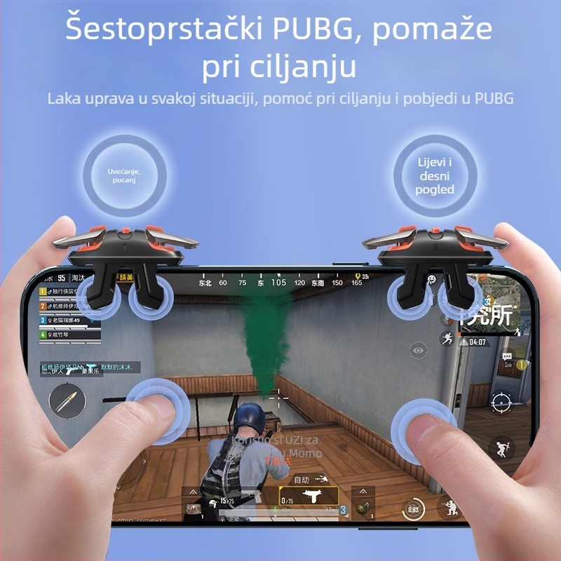 Bežični gamepad za pametni telefon; kompatibilan s iOS i Android; kućište od legure i plastike; bez vibracija; težina oko 56–61 g
