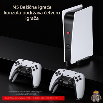 M5 retro igraća konzola s 64GB memorije, izvorni softver za igre, HDMI izlaz, USB sučelje, podrška za dva igrača