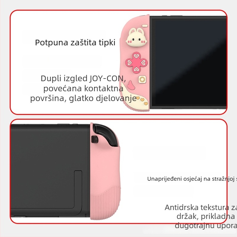 Zaštitno kućište Nintendo Switch 2 sa silikonskom ručkom (ABS + silikon, injekcijsko lijevanje, kompatibilno s Switch 2 handheld, zaštitni poklopac)