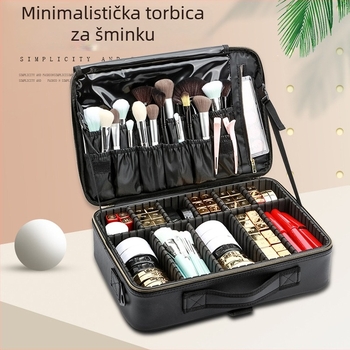 Kockasta PU kozmetička torbica za skladištenje (nylon podstava; vodootporna; proširiva)
