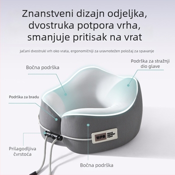 Putni U-oblik jastuk za vrat s memorijskom pjenom, prijenosni za odrasle