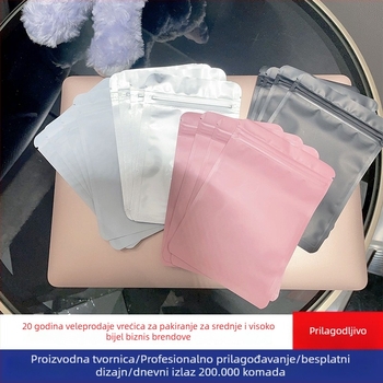 Samozatvara vrećica za nakit, neproziran s aluminijskom folijom, mat film + PET aluminiziran + CPP; duljina zatvaranja 5–20 cm