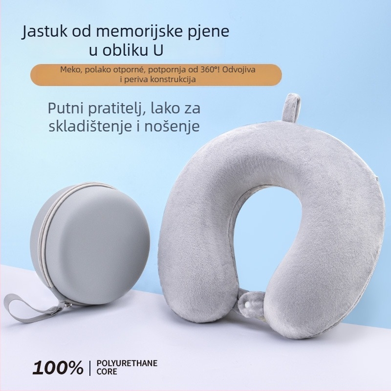 Jin Yuan Toys P5001 U-oblik vratni jastuk za putovanja i ured – bočno spavanje, memory foam punjenje, navlaka od poliestera, moderni minimalistički stil, univerzalna uporaba