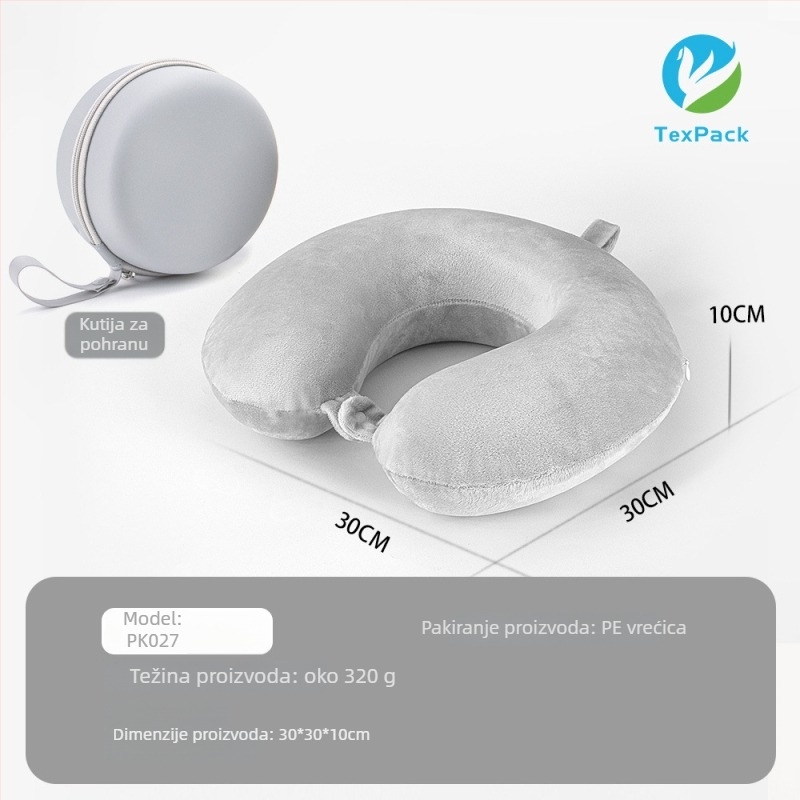 Jin Yuan Toys P5001 U-oblik vratni jastuk za putovanja i ured – bočno spavanje, memory foam punjenje, navlaka od poliestera, moderni minimalistički stil, univerzalna uporaba
