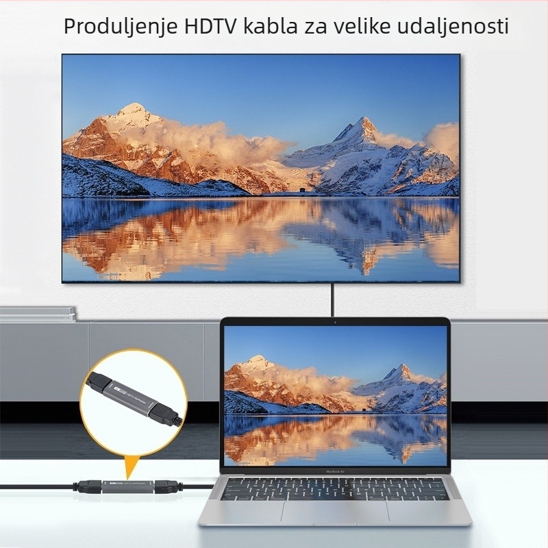 HDMI ženski–ženski extender/repeater, podrška 8K60Hz, duljina 30 m, zlato-pozlaćeni bakar, model x161