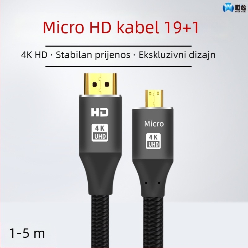 Micro HDTV na HDTV 2.0 HDMI kabel, 4K podrška TV-u, prijenosnom računalu, tabletu i kameri