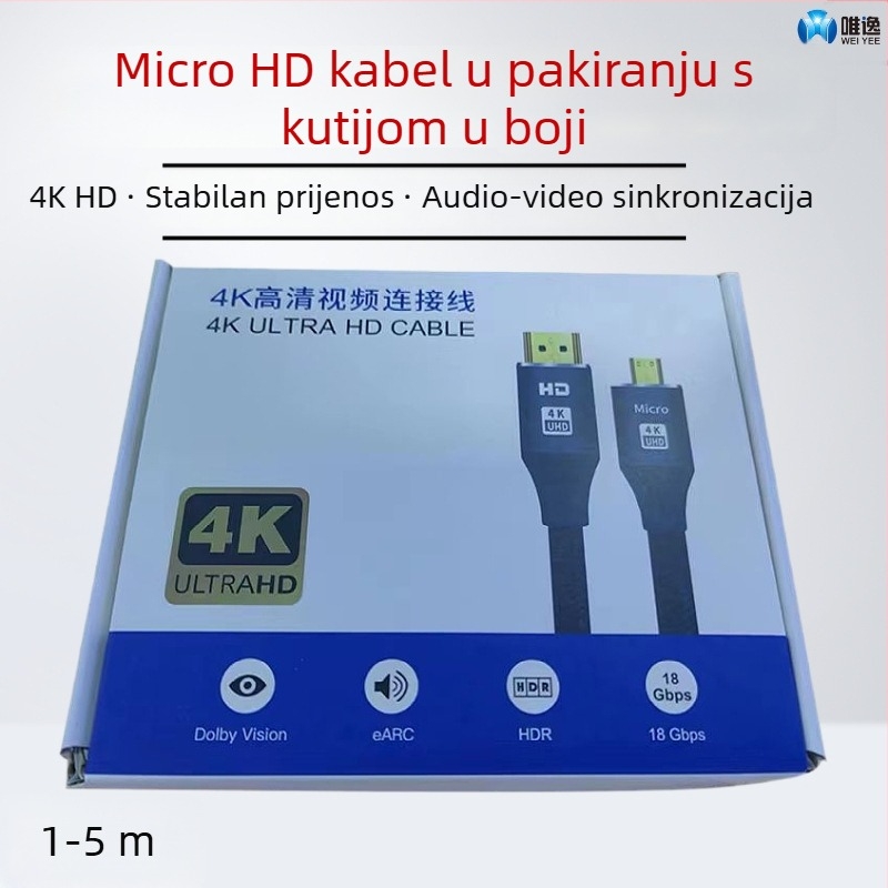Micro HDTV na HDTV 2.0 HDMI kabel, 4K podrška TV-u, prijenosnom računalu, tabletu i kameri
