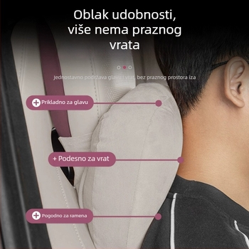 Auto jastuk za vratni dio s potporom za struk — univerzalna prilagodba, vanjski velur, punilo od sintetičkih vlakana, minimalistički stil, pogodan za sve sezone