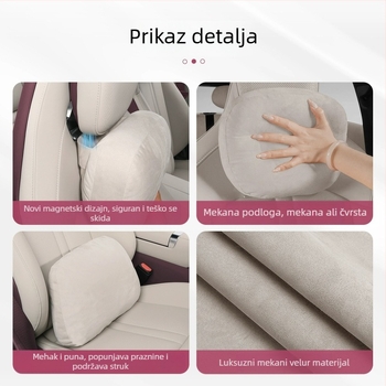 Auto jastuk za vratni dio s potporom za struk — univerzalna prilagodba, vanjski velur, punilo od sintetičkih vlakana, minimalistički stil, pogodan za sve sezone