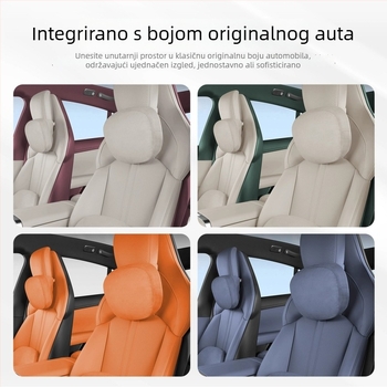 Auto jastuk za vratni dio s potporom za struk — univerzalna prilagodba, vanjski velur, punilo od sintetičkih vlakana, minimalistički stil, pogodan za sve sezone