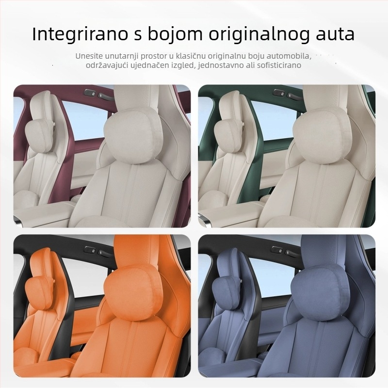 Auto jastuk za vratni dio s potporom za struk — univerzalna prilagodba, vanjski velur, punilo od sintetičkih vlakana, minimalistički stil, pogodan za sve sezone