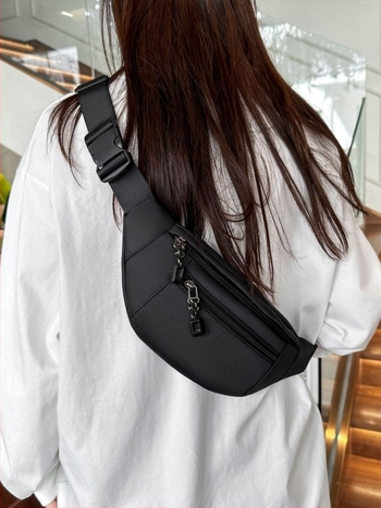 Unisex poliesterska torba za pojas, zatvarač, višeslojna unutarnja podjela (zip pretinjak, pretinjak za telefon, pretinjak za dokumente), s mezzanine, za slobodno vrijeme – Proljeće 2025