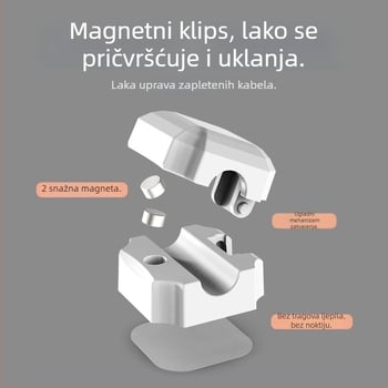 Stolni organizator kablova s magnetskim privlačenjem, model 24630, plast, za podatkovne, punjačke i kućanske kablove