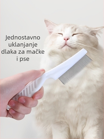 Češalj za buhe za mačke i pse s finim zubima od čelika, za dugu dlaku