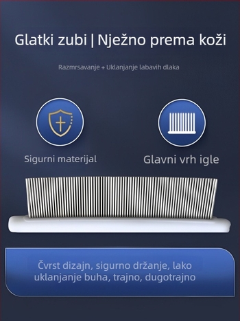 Češalj za buhe za mačke i pse s finim zubima od čelika, za dugu dlaku