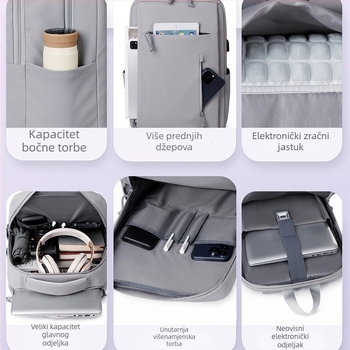 Laptop ranac od Oxford platna, vodootporan, unisex, s zakrivljenim naramenicama, podstava od poliestera.