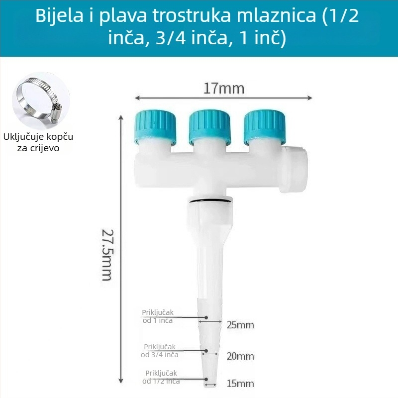 Atomizirajuća glava raspršivača za navodnjavanje vrta i staklenika, sustav crijeva