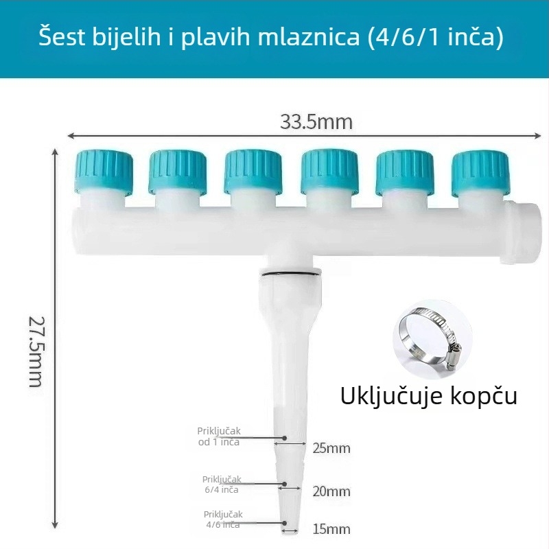 Atomizirajuća glava raspršivača za navodnjavanje vrta i staklenika, sustav crijeva