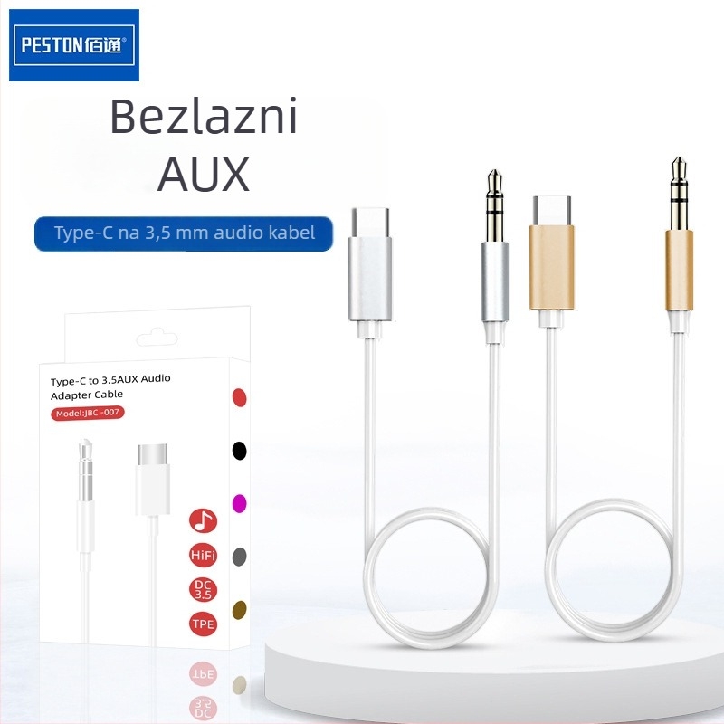 Type-C na 3,5 mm audio kabel - Baitong jbc-007, bakreni vodnik, jezgro od aluminijske legure, kompatibilan s digitalnim uređajima