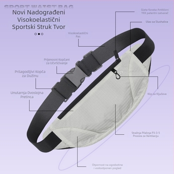 Sportska pojasna torba — ultra lagana, otporna na habanje, protiv krađe, poliester, unisex