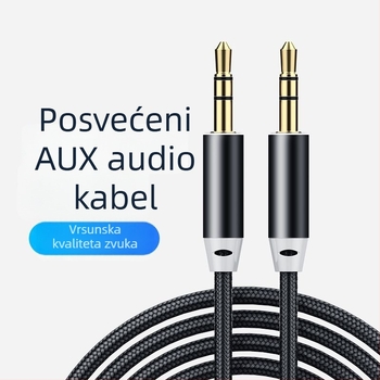 Auto AUX audio kabel, 3,5 mm muški–muški, duljina 1 m, bakreni vodič, optički kabel