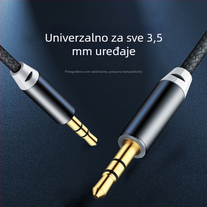 Auto AUX audio kabel, 3,5 mm muški–muški, duljina 1 m, bakreni vodič, optički kabel
