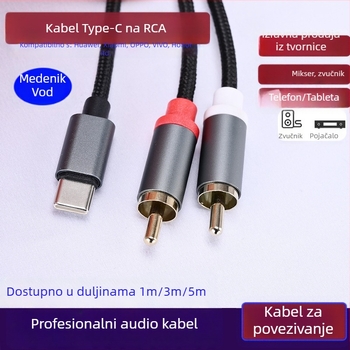 Type-C na dualni RCA audio kabel za Huawei i Xiaomi – spojite s pojačalom i zvučnicima (Type-C na dualni RCA; jezgro: CCA; vodič: bakar bez kisika)