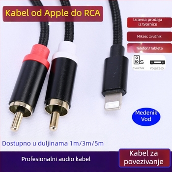 Type-C na dualni RCA audio kabel za Huawei i Xiaomi – spojite s pojačalom i zvučnicima (Type-C na dualni RCA; jezgro: CCA; vodič: bakar bez kisika)