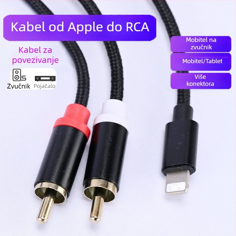 Type-C na dualni RCA audio kabel za Huawei i Xiaomi – spojite s pojačalom i zvučnicima (Type-C na dualni RCA; jezgro: CCA; vodič: bakar bez kisika)