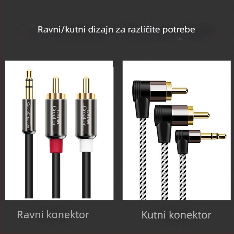 Lotus audio kabel 3,5 mm na 2 RCA, muški–muški, za PC, zvučnike i pojačalo