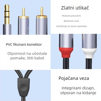Type-C audio kabel za dvostruki RCA, 3,5 mm na dva RCA, bakreno srce, kućište od aluminijske legure, CE/FCC/ROHS, model HZ-SD-046