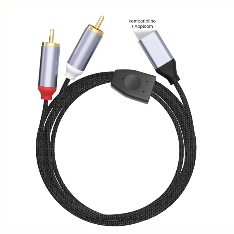 Type-C audio kabel za dvostruki RCA, 3,5 mm na dva RCA, bakreno srce, kućište od aluminijske legure, CE/FCC/ROHS, model HZ-SD-046