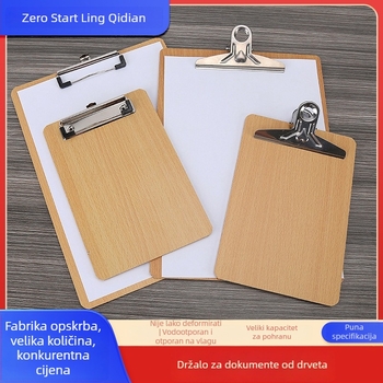 Drveni clipboard za dokumente i ispite – materijal: drvo; tip držača: jednostruka držač; debljina ploče: 180; veličina pričvršćivanja: 10 cm; papir veličine: A4/A5