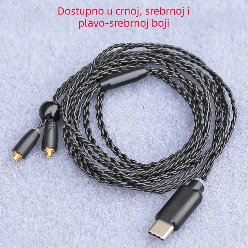 Type-C kabel za slušalice s MMCX konektorom, Android kompatibilan, ALC5686 čip nadogradnja, bakrena jezgra prekrivena srebrnim slojem, oksid bez