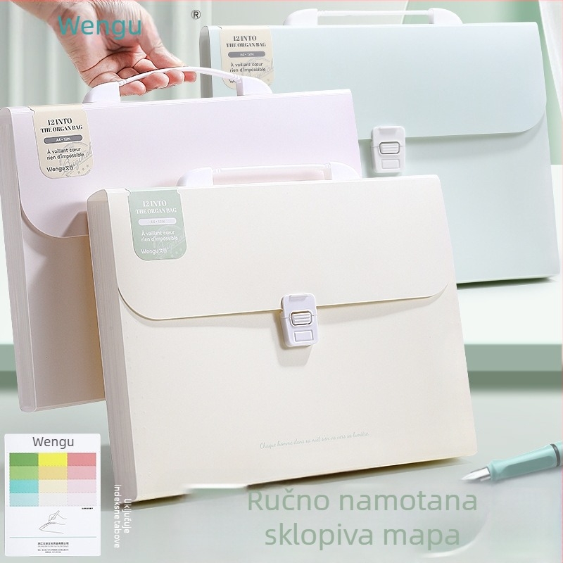 Guigu A4 Prijenosni višeslojni arhivator za datoteke, 12 pretinaca, PP materijal, debljina 0,6 mm
