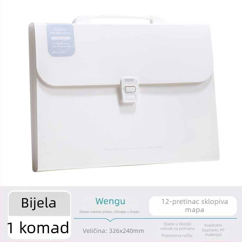 Guigu A4 Prijenosni višeslojni arhivator za datoteke, 12 pretinaca, PP materijal, debljina 0,6 mm