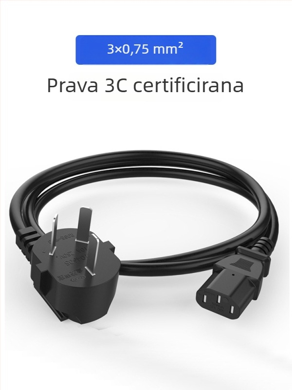 3-žilni univerzalni napajajući kabel s utikačem za PC i monitor | Model Pin Line, OEM obrada, Izdan ožujka 2024